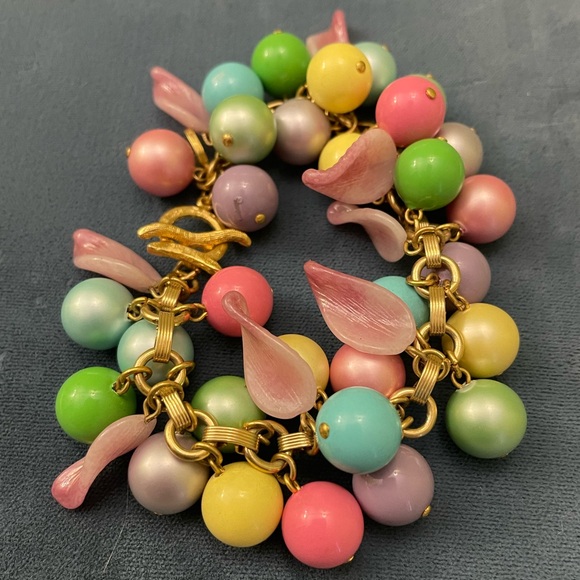 alice caviness Jewelry - Vintage Alice Caviness Pastel Bauble Gold Bracelet